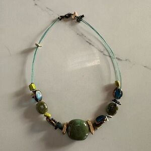Green Ceramic Bead Necklace - Women Jewelry